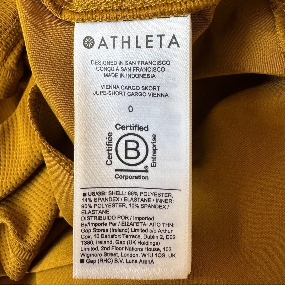 Athleta Vienna Cargo Skort, Brass Yellow, Size 0 - Picture 10 of 10